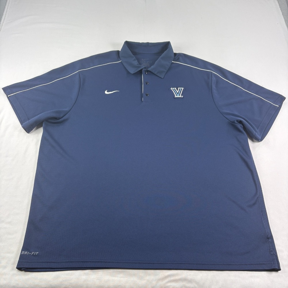 Villanova Wildcats Nike Polo Shirt Men 2XL Blue Dri Fit Performance Golf Stretch